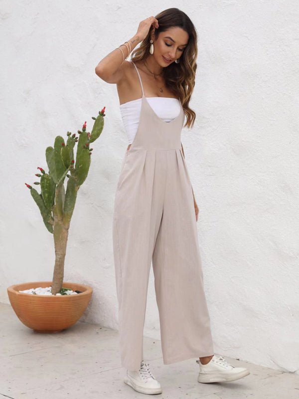 New solid color casual suspender trousers - Bottoms